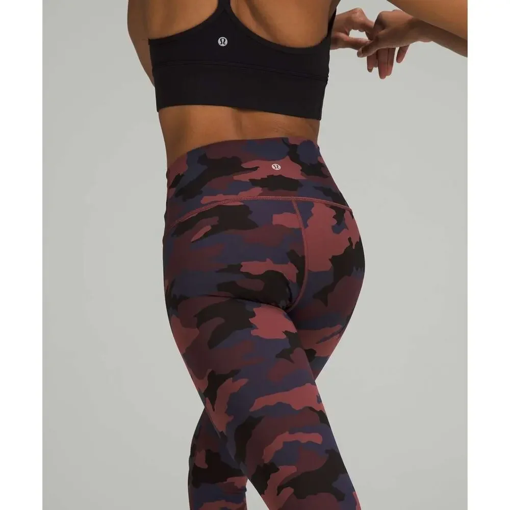 Lululemon Wunder Under High Rise Tight 28" Full On Camo Smoky Red Women's Size 4 - Picture 8 of 13